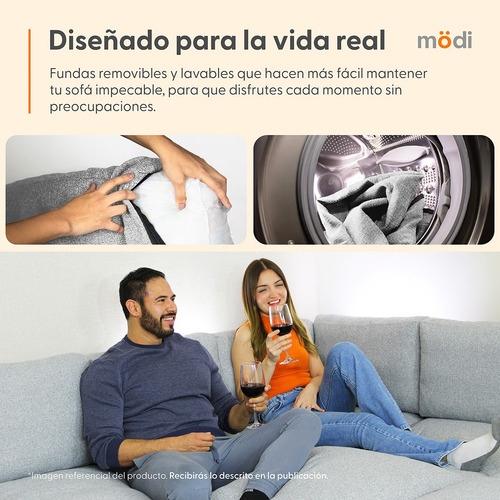 Juego De Sala Modular Moderna Plus 3-2-1 | Funda Removible | Gris Claro