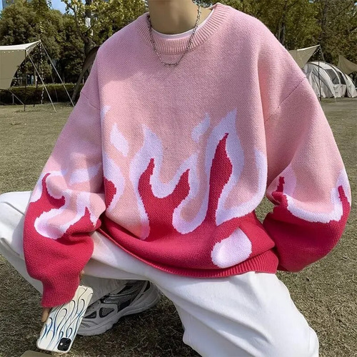 L Suéter Casual Para Hombre Suéter Hoween Flame Sweater Plus