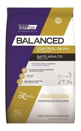 Vitalcan Balanced Gato Adulto Control Ph X 7.5 Kg