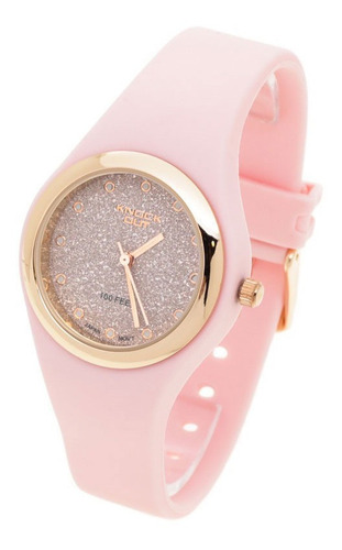 Reloj Knock Out Mujer 8449 Silicona Wr30 Metal Glitter