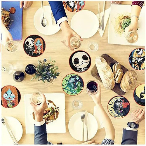 8 Posavasos Con Diseño De Diamantes De Pesadilla Antes De Na
