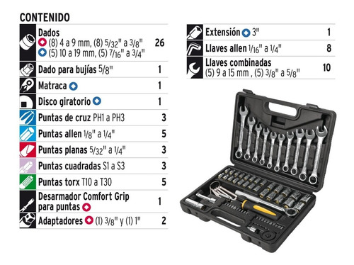 Imagen 2 de 8 de Juego De Herramienta 73pz Copas Llaves Carro Moto Pretul