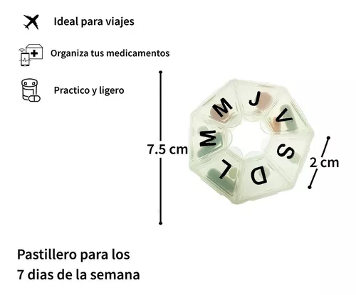 Pastillero Semanal 2 Tomas Dosis Organizador De Medicamentos