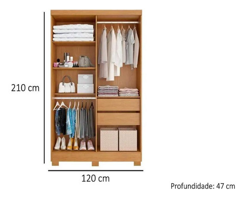 Guarda Roupa 4ptas 2gavs Sergipe Naturale-bianchi