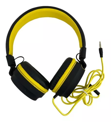 Auriculares Infantiles Vincha Ajustable Con Cable 3.5mm Color Negro con  amarillo