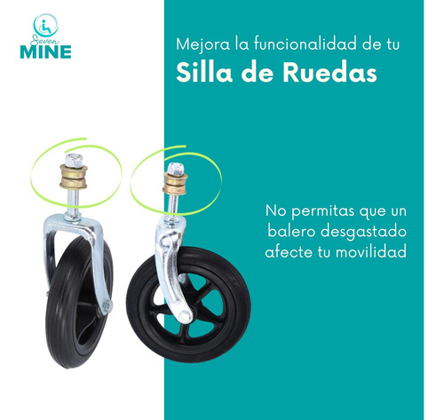 Par Baleros Para Silla De Ruedas Llanta Delantera Sc-b49 Color Plateado