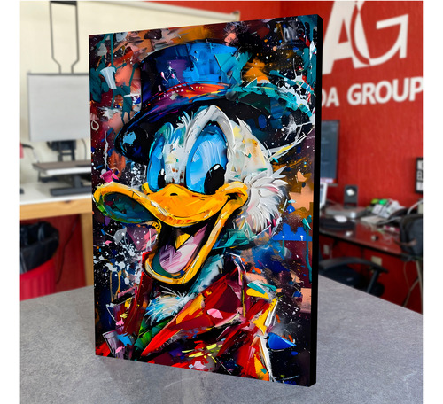 Cuadro Decorativo Mc Pato Tipo Oleo Pop Art 40x27cm Negro Negro