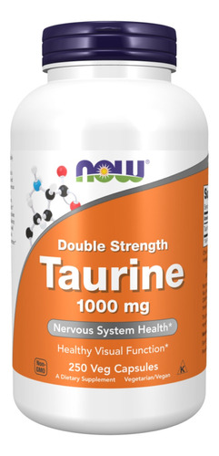 Taurina Now Foods 250 Cápsulas 1000mg Importada Taurine