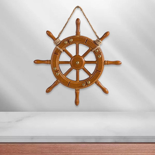 Timón De Barco De Madera Adorno De Pared 35cm