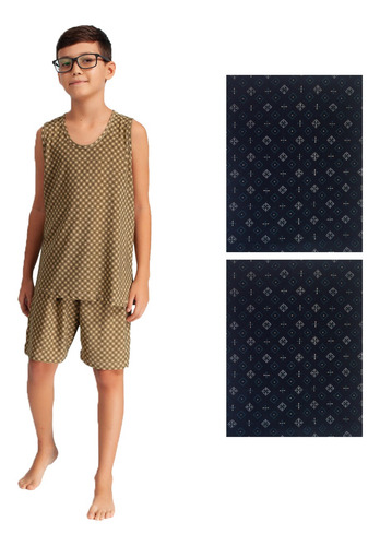 Imagem 1 de 1 de Kit 2 Pijama Regata Short Liganete Verão Malha Fria Infantil