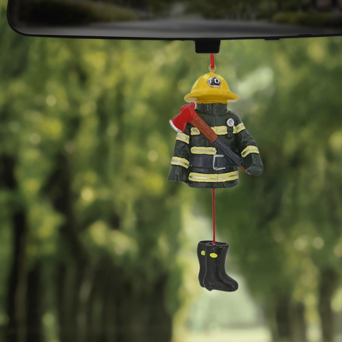 Colgante De Bombero En Forma De T Christmas, Color Amarillo