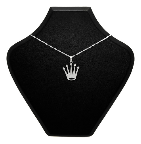 Cadena Y Dije Corona Plata 925 Plata 925 55 Cm