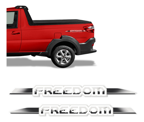 Par De Adesivos Fiat Strada Freedom 2019 2020 Branco Lateral