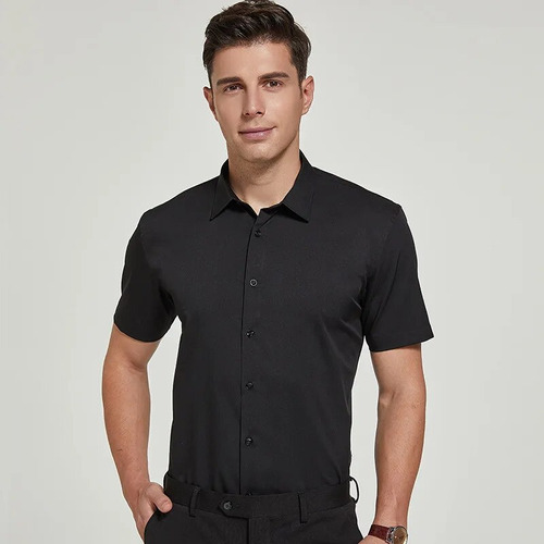 Camisas De Bambú Para Hombre, Vestido De Negocios Gris Sin B