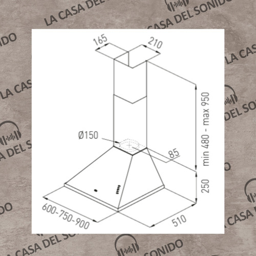 Imagen 3 de 10 de Extractor Purificador Cocina Tst Trafu Pared 60 Cm Acero