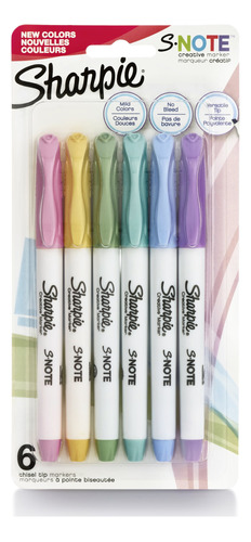 Set De 6 Marcadores Sharpie S-note Creativos Con Colores