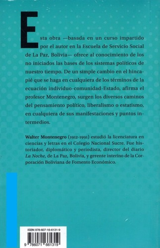 Introduccion A Las Doctrinas Politico Economicas / 4 Ed., De Montenegro, Walter. Editorial Fce (fondo De Cultura Económica), Tapa Blanda En Español, 0