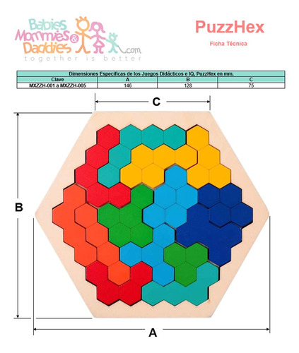 Rompecabezas 3d Hexagonal, Mxzzh-005, 5pzas, 14.6x12.8cm, Ma