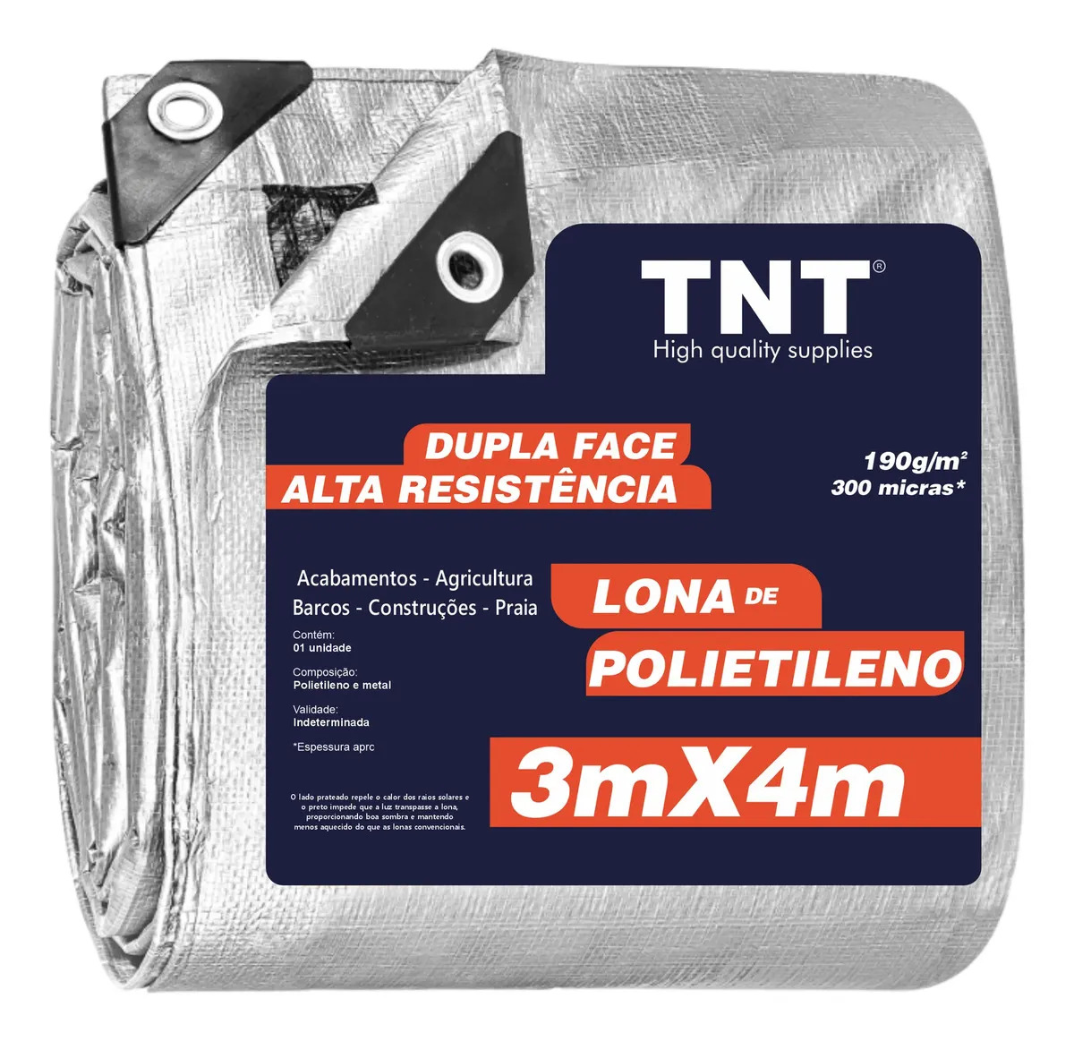 Lona 3x4 Blackout Cinza Preta Impermeável 300 Micras Grossa