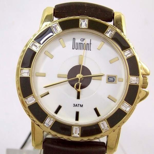 Sv48013s Relógio Dumont Feminino Pulseira Silicone Marrom