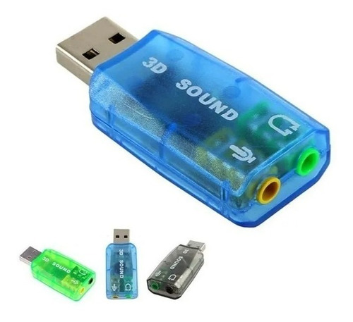 Tarjeta De Sonido Usb 5.1 Canales 3d Plug Andplay Virtual Dj Color Azul