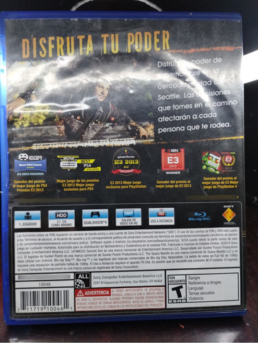 Juego Ps4 Sony Infamous Second Son (Usado)