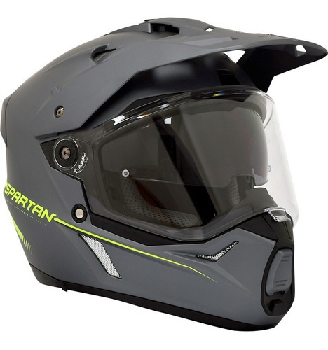 Casco Dual Spartan Wolf Ds Solid C3 Multipropósito Ece Color Gris/Verde Diseño Mate Tamaño del casco L