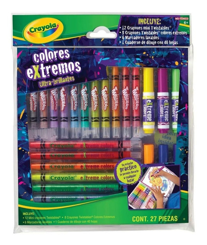 Set Extremo Twistables Crayola 40 Hojas Colores Neón