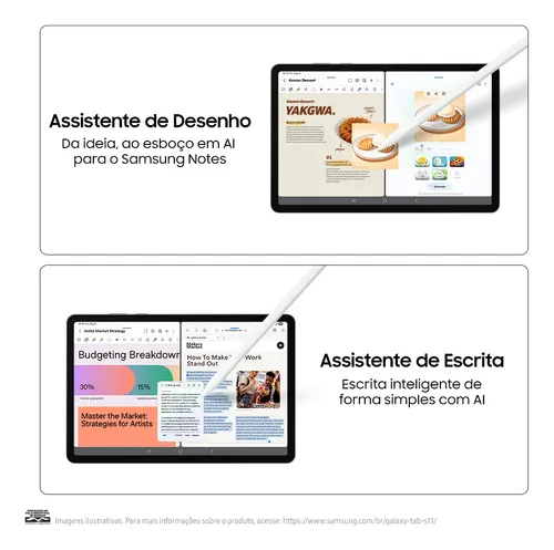 Tablet Samsung, Galaxy Tab S11 5g, Galaxy Ai, S Pen, 256gb, 12gb Ram, Tela Imersiva De 11 , 120hz, Camera 13mp, Ip68, Android 16