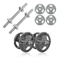 Comprar Kit De Mancuernas 100lb 2 Pesas 50 Lb X4 Discos 25 +2 Barras Color Cromado