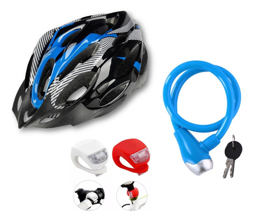 Casco Bicicleta + Linga De Seguridad + Luz Delantera