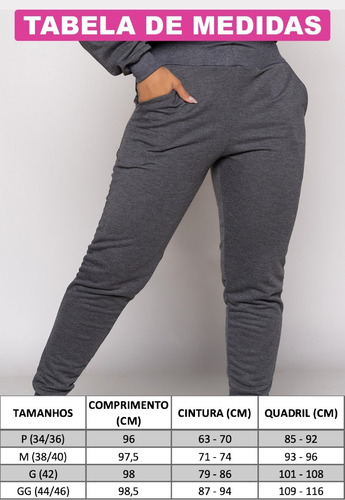 Imagem 6 de 9 de Calça Jogger Moletinho Feminina Com Bolso Casual Slim Treino