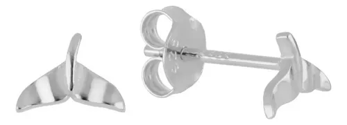 comprar Aretes La Plata Broquel Cola Delfín Baño Rodio