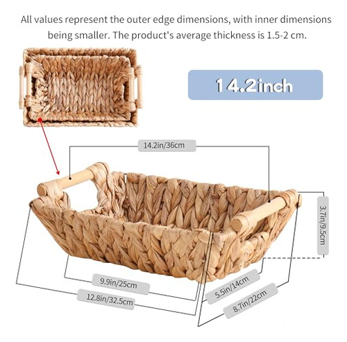 Cesta Rectangular De Jacinto De Agua Tejida A Mano