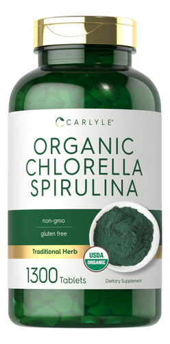 Suplemento Carlyle Organic Chlorella Spirulina 1300 Tabletas