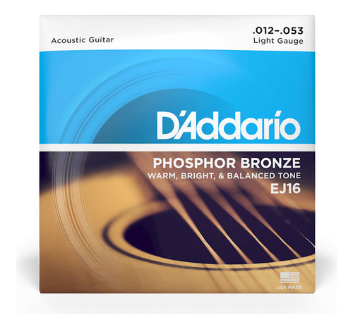 Encordado Daddario Ej16 Bronce Fosforado 012 - 053 Acustica