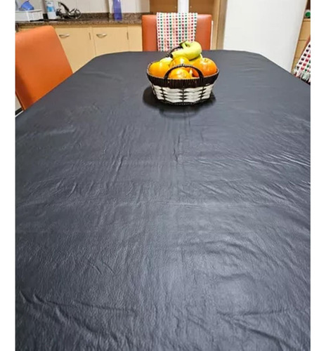 Mantel Mesa Rectangular 1.4x4.5 Impermeable Cuerina Afelpada Negro