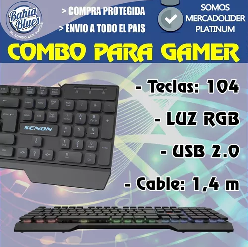 Mouse Y Teclado Gamer Kit Para Pc Español Led De Efecto Rgb