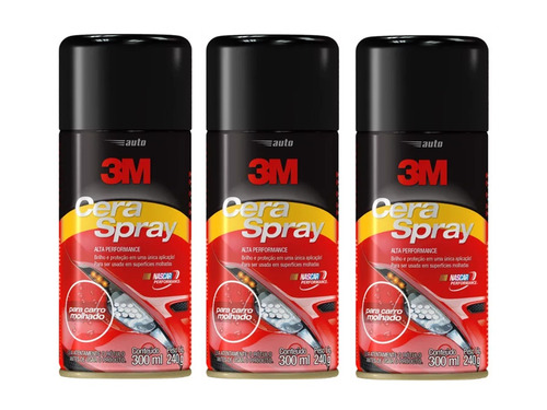Kit Cera Spray 3m Protetora  Cera Rápida 300ml 3 Unidades