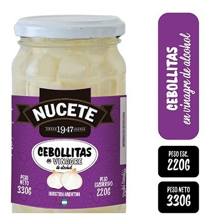 Imagen 2 de 3 de Combo Cebollitas En Vinagre Frasco Nucete 330 Gr X 3
