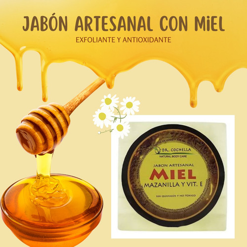Jabón De Tocador Con Miel, Manzanilla Y Vitamina E, Orgánico