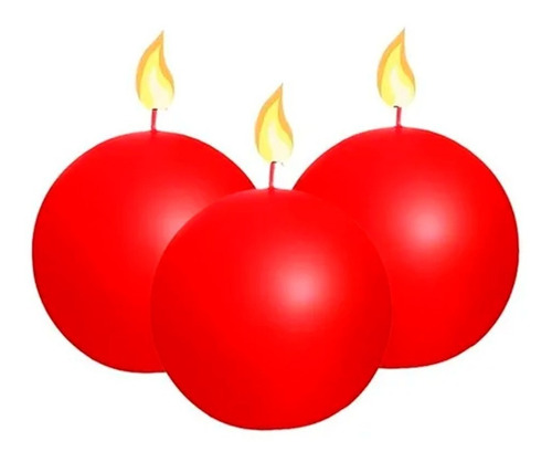 3 Velas Bola Decorativas Vermelhas Alta Duração Festas Natal Cor Vermelho