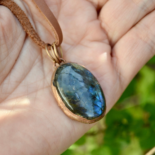Imagen 2 de 8 de Collar Piedra Labradorita, Signo Zodiacal Cancer, Cod1