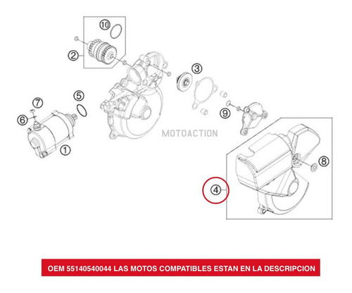 Tapa Cubierta Arranque Ktm Xc Xcw 250 300 15-16 55140540044