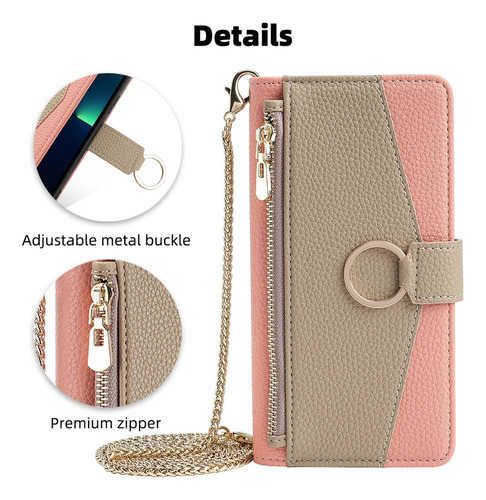 Funda Piel Para iPhone Carcasa Bolsa Con Correa Metal