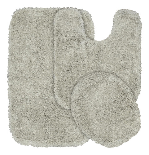 Juego De 3 Alfombras De Baño Lavables Gris Pardo