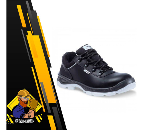 Zapato Trabajo Ozono Plus Ombu Cuero Negro Seguridad T- 42