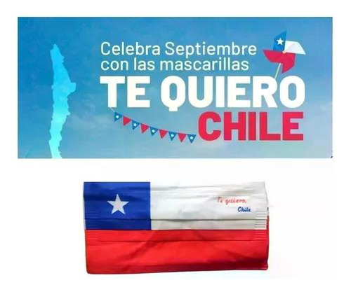 Mascarillas De La Bandera De Chile Pack 20 Unidades