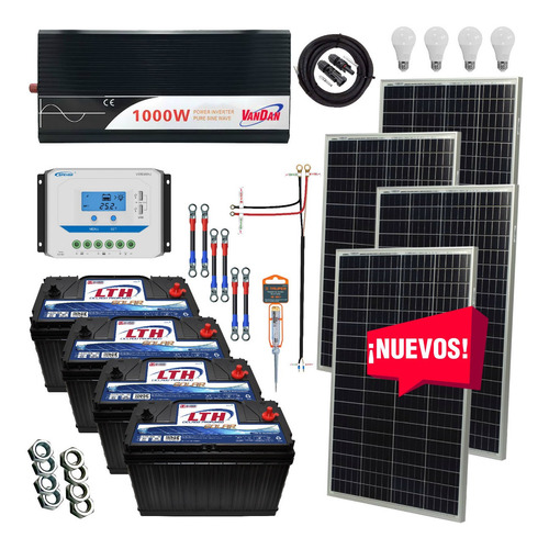 Kit Solar 2400 Watts Lth Inversor 1000 Onda Pura Pwm Display