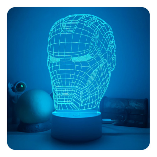 Abajur Led Homem De Ferro Usb Acrílico 16 Cores Decoração Estrutura Branco 127/220v